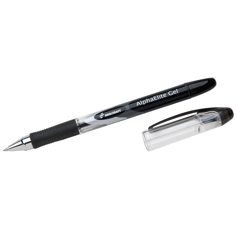7520015005214 Skilcraft Alphaelite Gel Pen, Stick, Medium 0.7 Mm, Black Ink, Black/clear Barrel, Dozen - NSN5005214