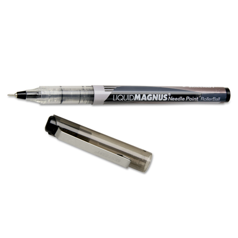 7520015068494 Skilcraft Liquid Magnus Roller Ball Pen, Stick, Micro 0.5 Mm, Black Ink, Clear/black Barrel, Dozen - NSN5068494