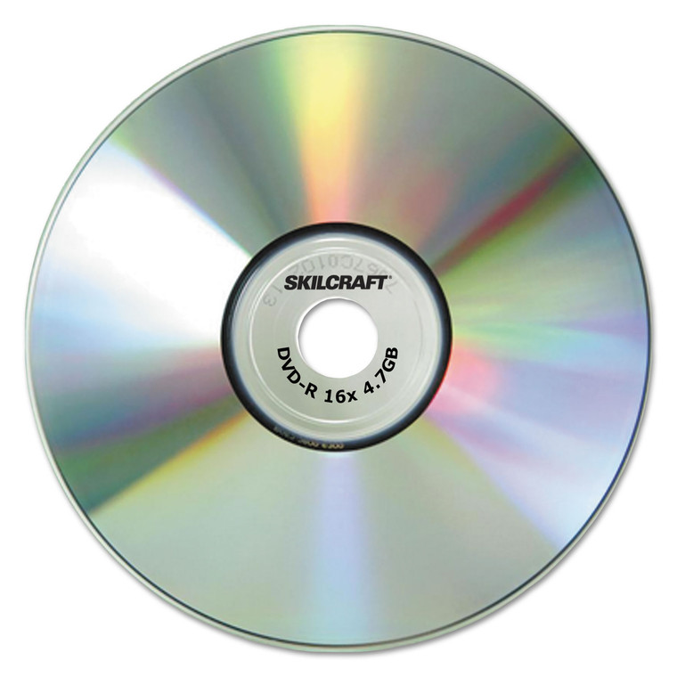 7045015155372, Skilcraft Branded Attribute Media Disks, Dvd-R, 4.7 Gb, 4x, Spindle, Silver, 25/pack - NSN5155372