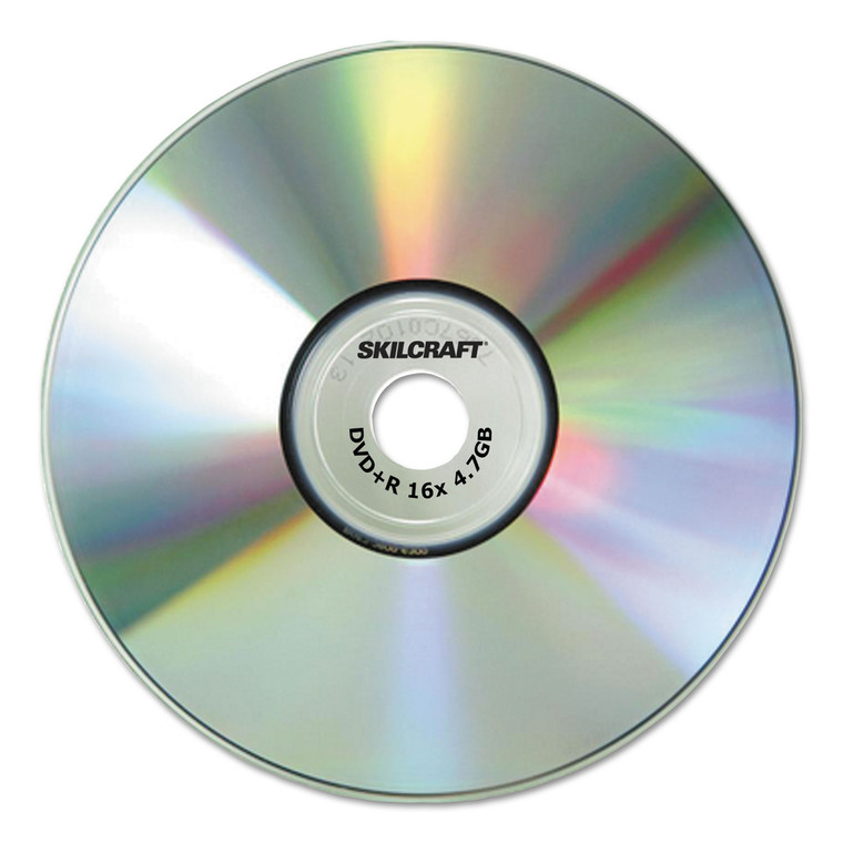 7045015155374, Skilcraft Branded Attribute Media Disks, Dvd+r, 4.7 Gb, 4x, Spindle, Silver, 25/pack - NSN5155374