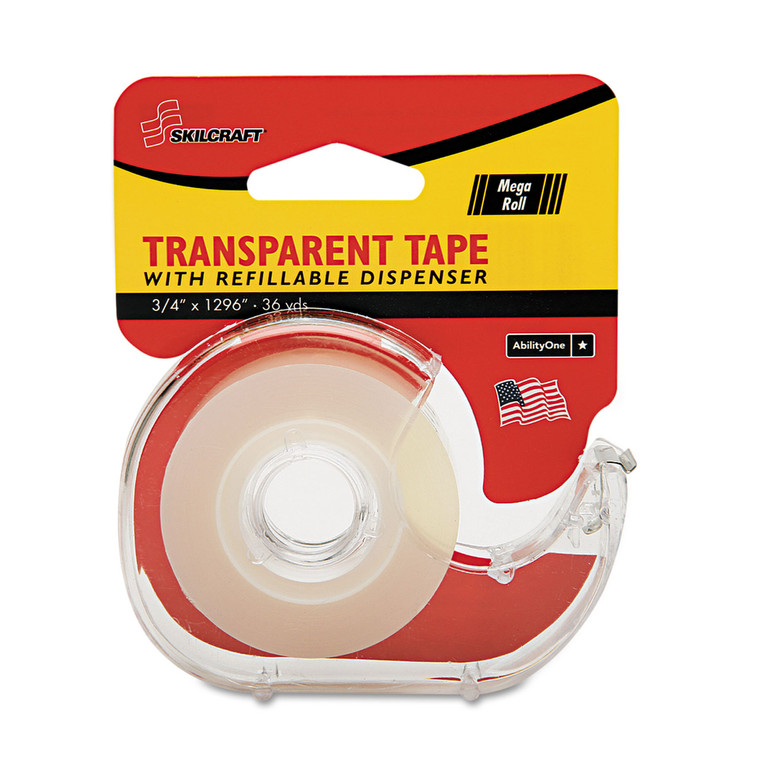 7520015167576 Skilcraft Tape With Dispenser, 1" Core, 0.75" X 36 Yds, Glossy Clear - NSN5167576