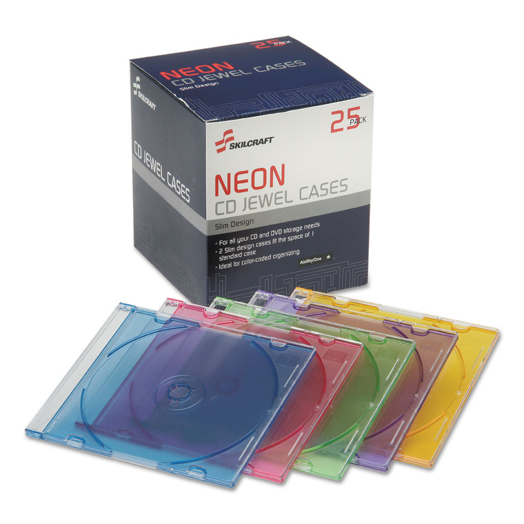 7045015547682, Slim Cd Cases, Assorted Colors, 25/pack - NSN5547682