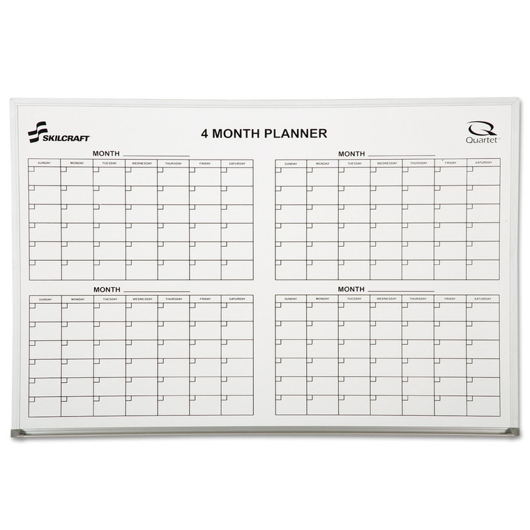 7110015550295 Skilcraft Quartet 4-Month Cubicle Calendar Board, 24 X 36 - NSN5550295