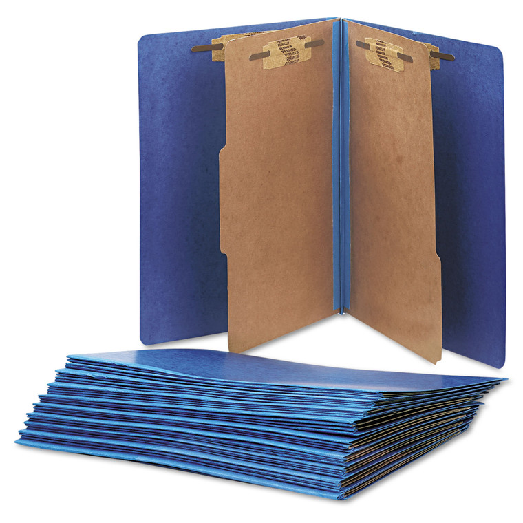 7530015567914 Skilcraft Pressboard Top Tab Classification Folder, 2 Dividers, Letter Size, Dark Blue, 10/box - NSN5567914