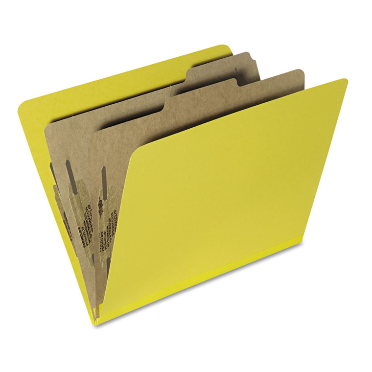 7530015567918 Skilcraft Pressboard Top Tab Classification Folder, 2 Dividers, Letter Size, Yellow, 10/box - NSN5567918