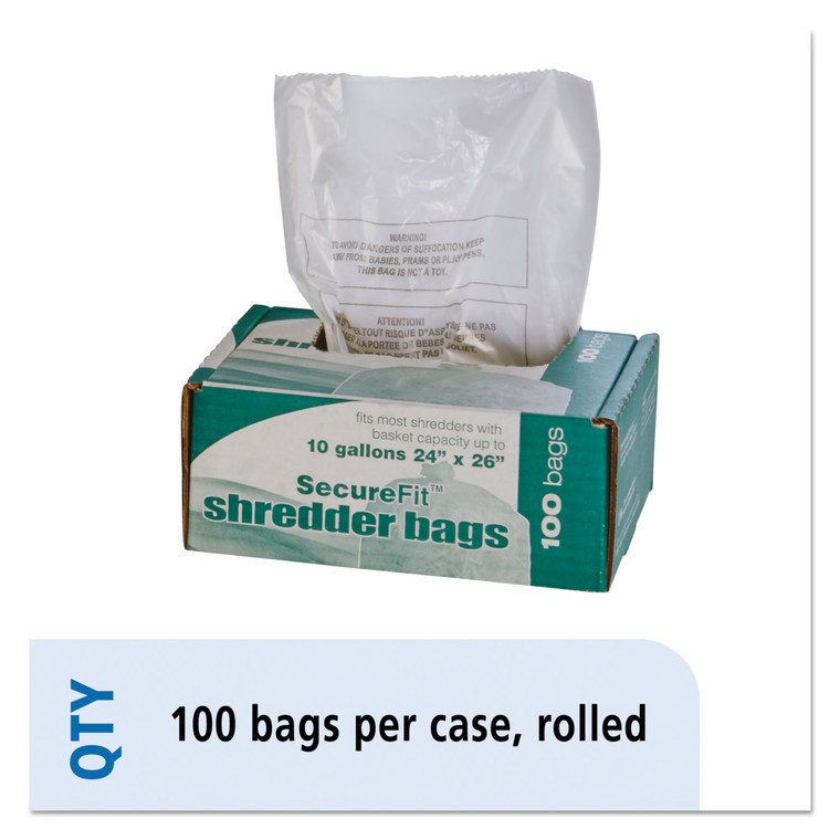 8105015574975, Medium-Duty Shredder Bags, 10 Gal Capacity, 100/bx - NSN5574975