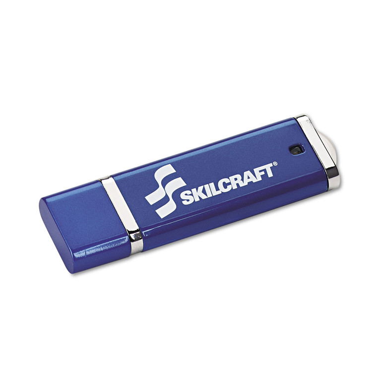 7045015584993, Skilcraft Usb Flash Drive With 256-Bit Aes Encryption, 8 Gb, Blue - NSN5584993