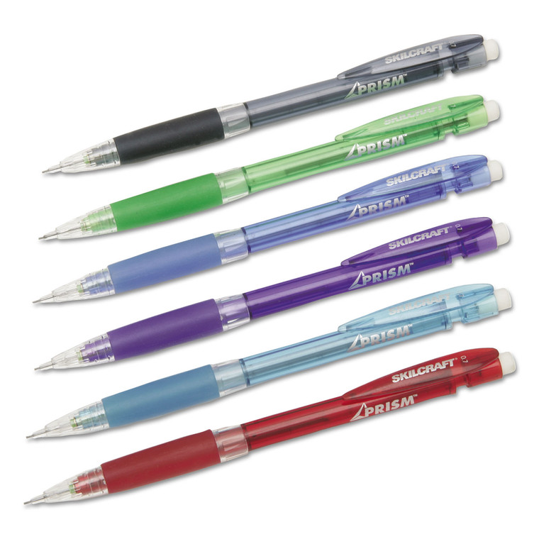7520015654871 Skilcraft Prism Mechanical Pencil, 0.7 Mm, Black Lead, Assorted Barrel Colors, Dozen - NSN5654871