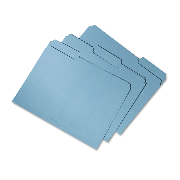 7530015664144 Skilcraft Recycled File Folders, 1/3-Cut 2-Ply Tabs, Letter Size, Blue, 100/box - NSN5664144
