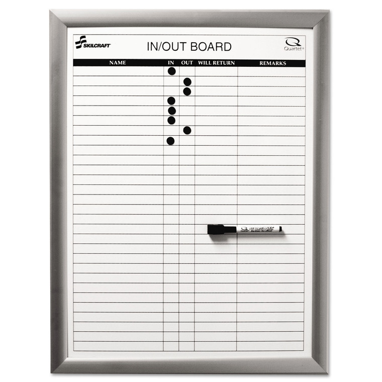 7110015680403 Skilcraft Quartet Magnetic In/out Board, 22 X 26, Aluminum Frame - NSN5680403