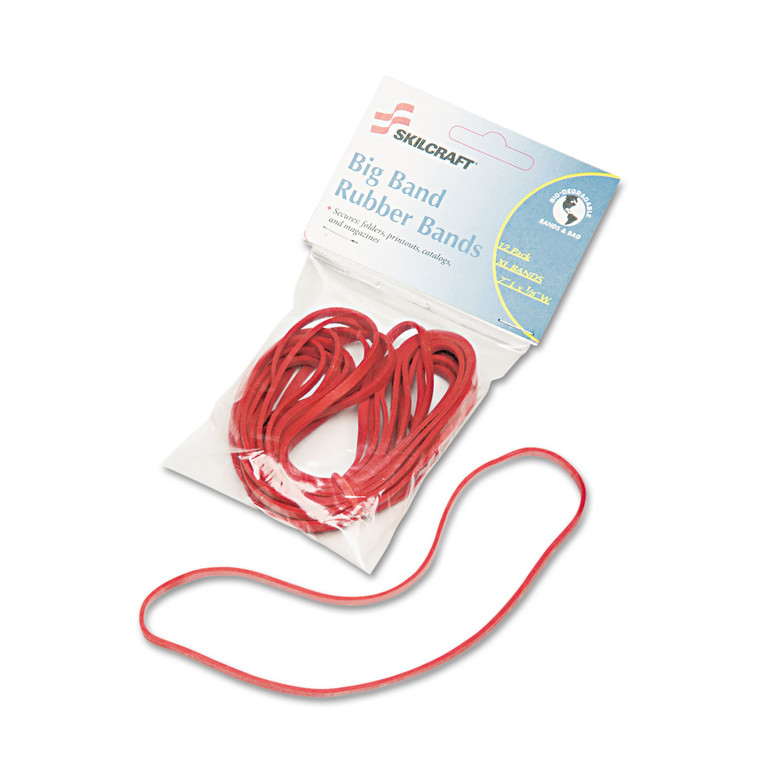7510015783516 Skilcraft Big Band Rubber Bands, Size 117b, Red, 12/pack - NSN5783516