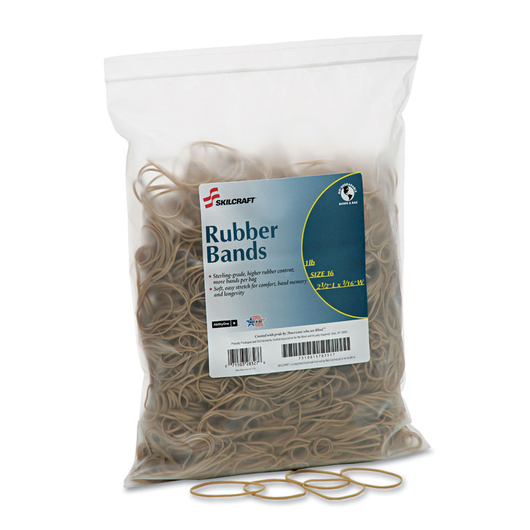 7510015783517 Skilcraft Rubber Bands, Size 16, 0.03" Gauge, Beige, 1 Lb Box, 2,300/pack - NSN5783517