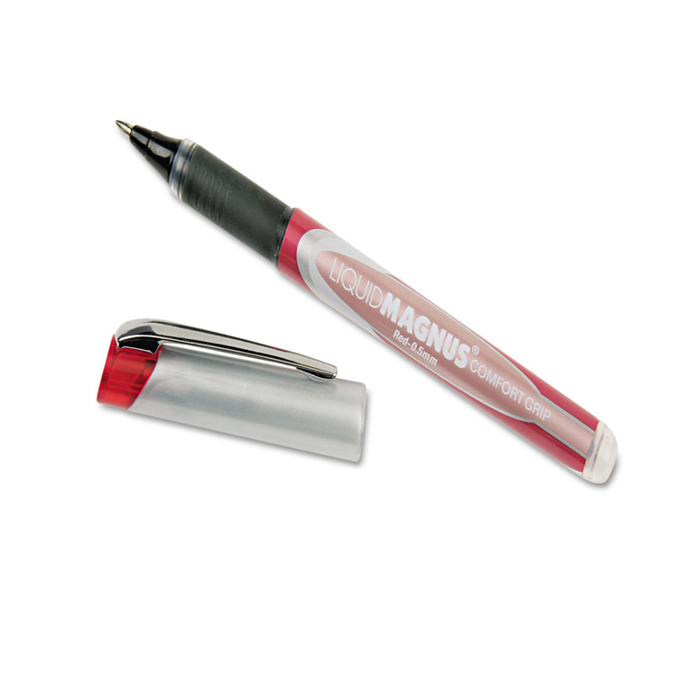 7520015877785 Skilcraft Liquid Magnus Roller Ball Pen, Stick, Micro 0.5 Mm, Red Ink, Red/clear Barrel, 4/pack - NSN5877785