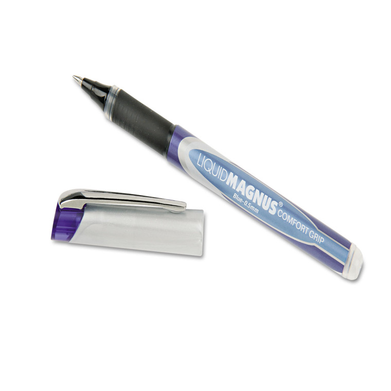 7520015877795 Skilcraft Liquid Magnus Roller Ball Pen, Stick, Micro 0.5 Mm, Blue Ink, Blue/clear Barrel, 4/pack - NSN5877795