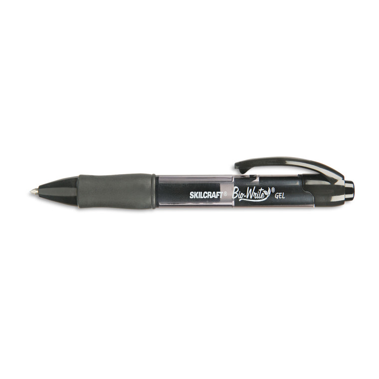 7520015882363 Skilcraft Biowrite Gel Pen, Retractable, Medium 0.7 Mm, Black Ink, Translucent Black Barrel, Dozen - NSN5882363