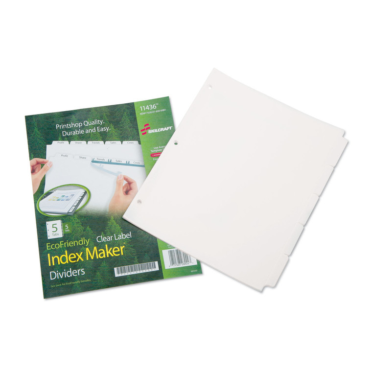 7530016006981 Skilcraft Avery Index Maker Dividers, 5-Tab, 11 X 8.5, White, 5 Sets - NSN6006981