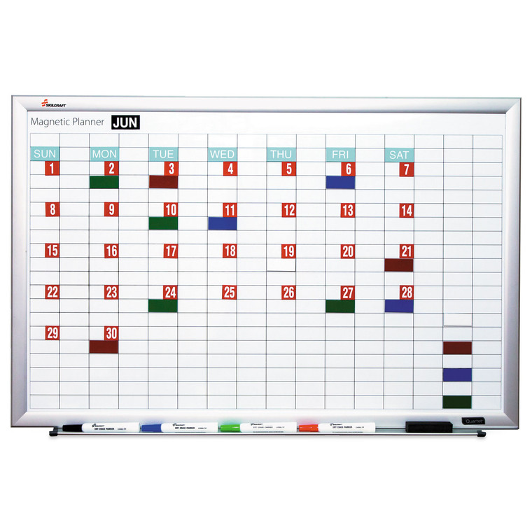 7110016222127 Skilcraft Magnetic Work/plan Dry Erase Kit, 36 X 24, Silver - NSN6222127