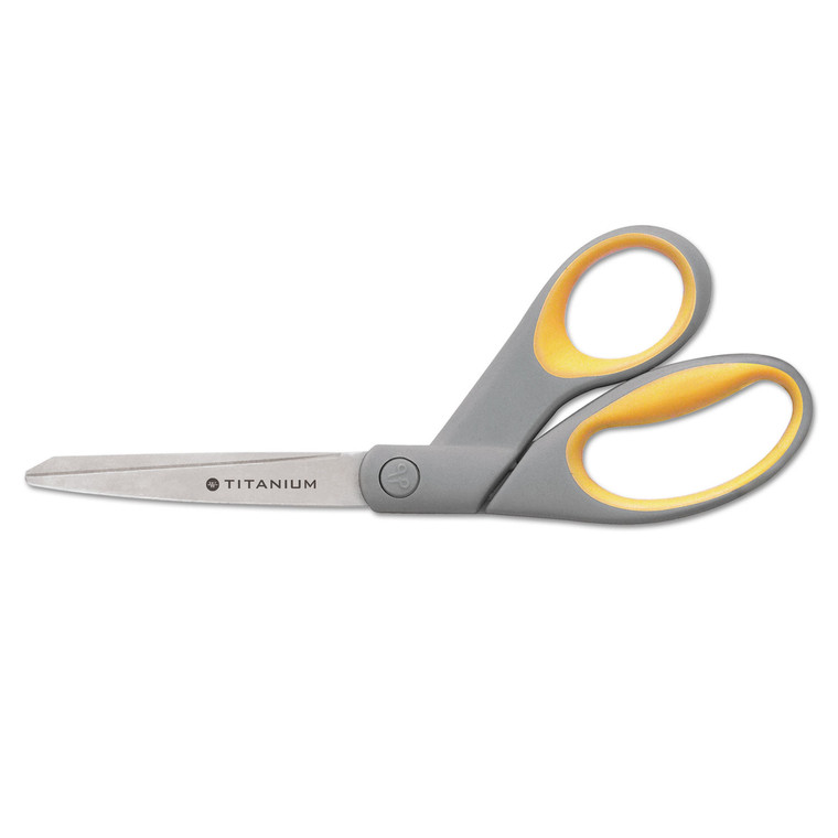 5110016296579 Skilcraft Westcott Titanium Bonded Scissors, 8" Long, 3.2" Cut Length, Gray/yellow Offset Handle - NSN6296579