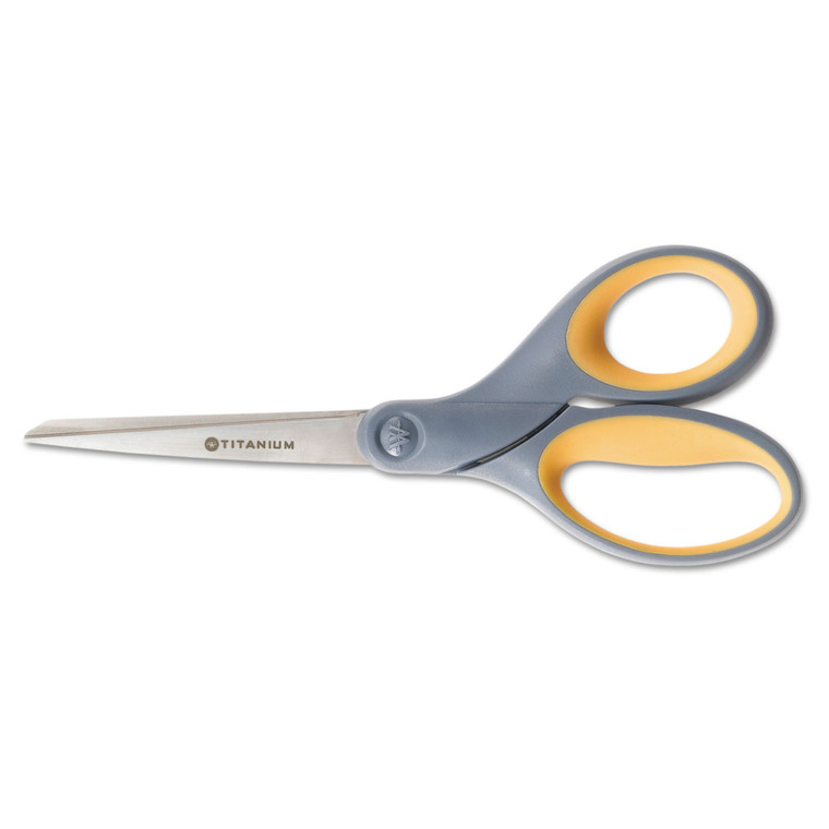 5110016296580 Skilcraft Westcott Titanium Bonded Scissors, 7" Long, 3.25" Cut Length, Gray/yellow Straight Handle - NSN6296580
