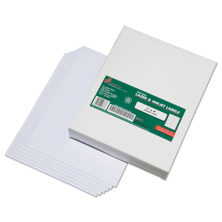 7530016471412 Skilcraft Recycled Address Labels, Inkjet/laser Printers, 1 X 4, White, 20/sheet, 250 Sheets/box - NSN6471412