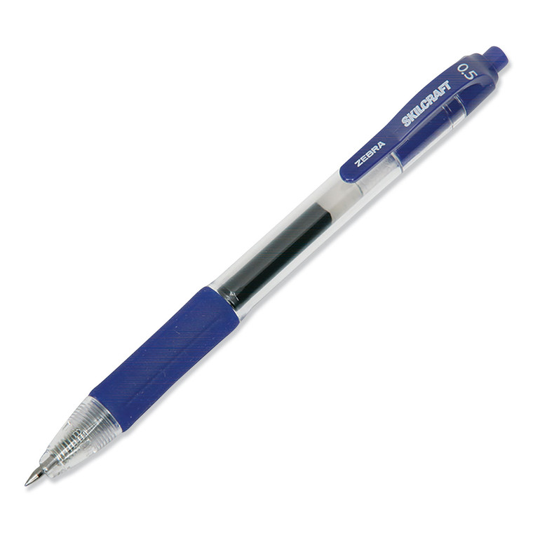 7520016473134 Skilcraft Gel Pen, Retractable, Fine 0.5 Mm, Blue Ink, Clear/blue Barrel, Dozen - NSN6473134