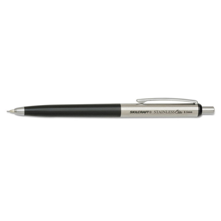 7520016558004 Skilcraft Stainless Elite Mechanical Pencil, 0.5 Mm, Hb (#2.5), Black Lead, Black/silver Barrel, 3/pack - NSN6558004