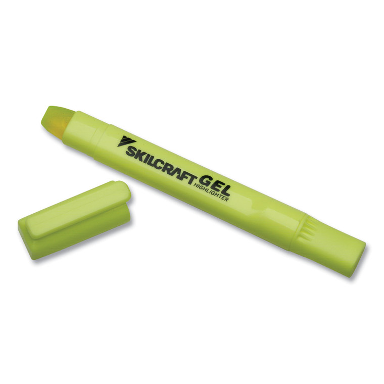 7520016919224 Skilcraft Gel Highlighter, Fluorescent Yellow Ink, Chisel Tip, Yellow Barrel, 4/pack - NSN6919224