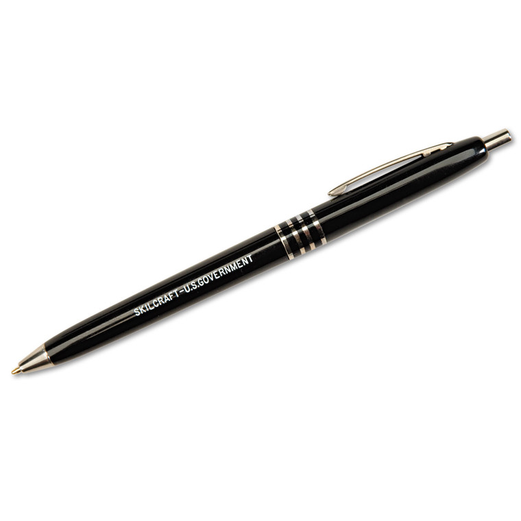 7520009357135 Skilcraft U.s. Government Ballpoint Pen, Retractable, Fine 0.7 Mm, Black Ink, Black Barrel, Dozen - NSN9357135