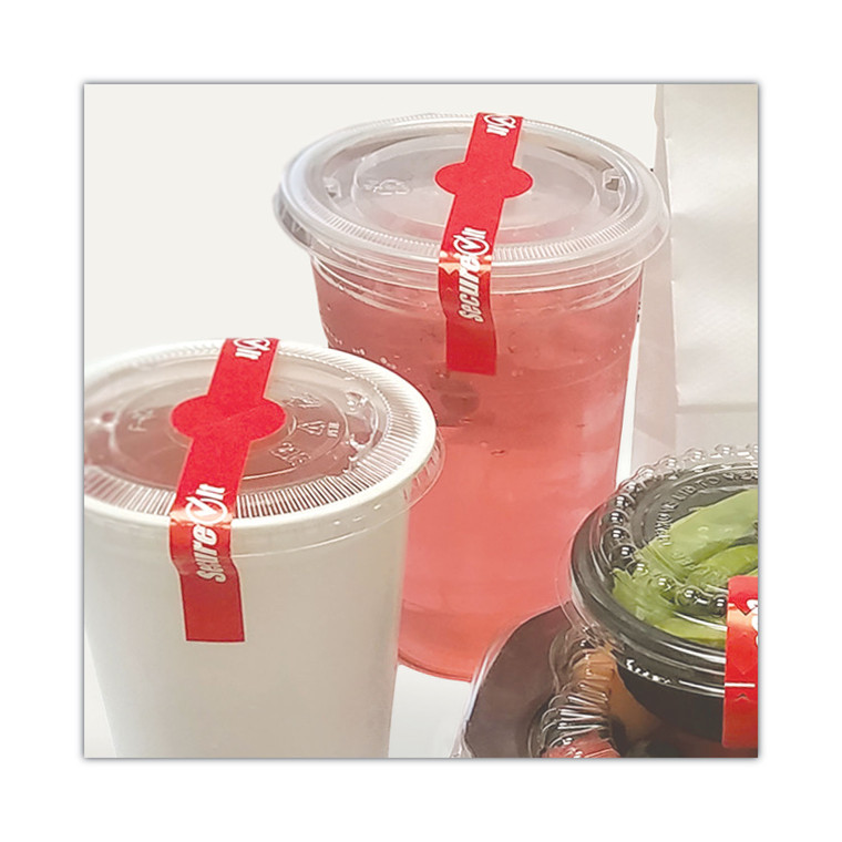 Secureit Tamper Evident Drink Lid Seal, "secure It", 1 X 7, Red, 250/roll, 2 Rolls/pack - NTCP17SI2