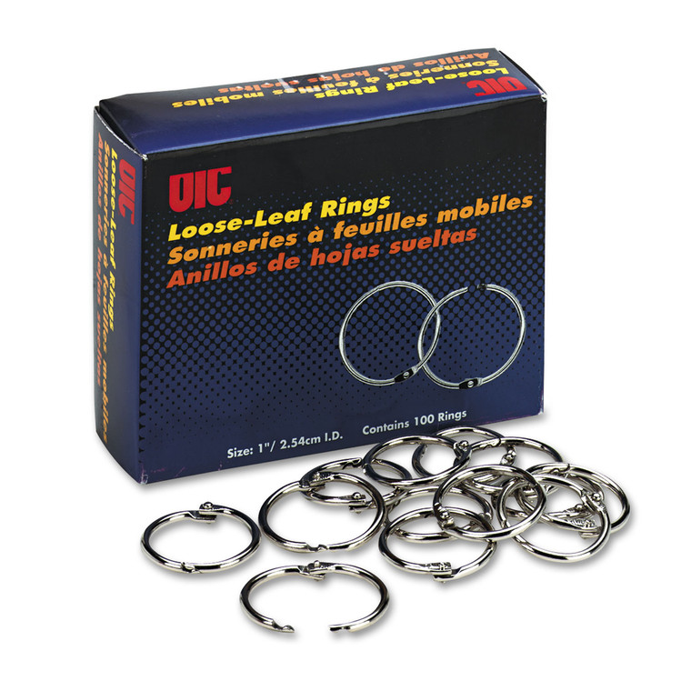 Book Rings, 1" Diameter, 100/box - OIC99701