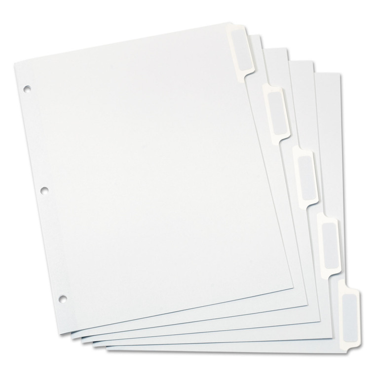 Custom Label Tab Dividers With Self-Adhesive Tab Labels, 5-Tab, 11 X 8.5, White, 5 Sets - OXF11313