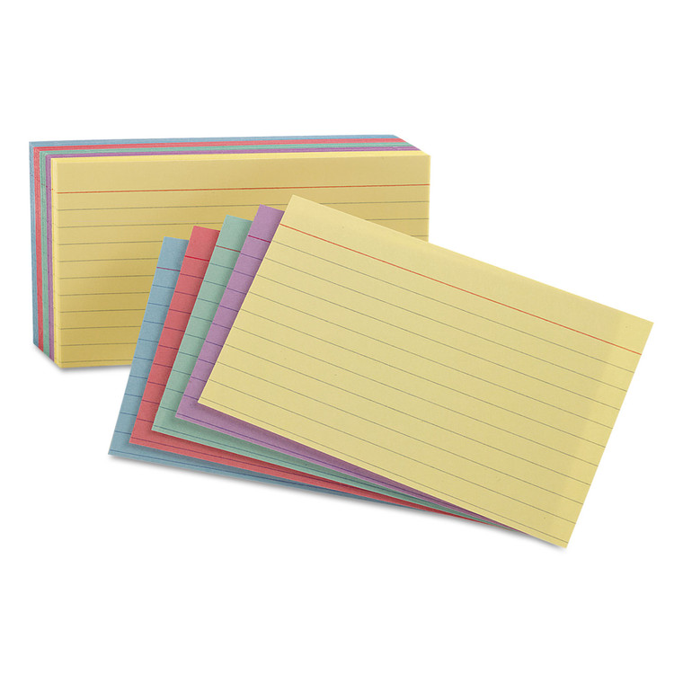 Ruled Index Cards, 4 X 6, Blue/violet/canary/green/cherry, 100/pack - OXF34610