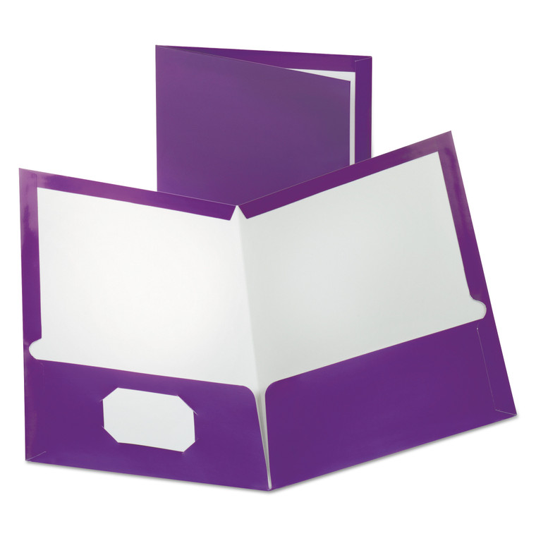 Two-Pocket Laminated Folder, 100-Sheet Capacity, 11 X 8.5, Metallic Purple, 25/box - OXF5049526