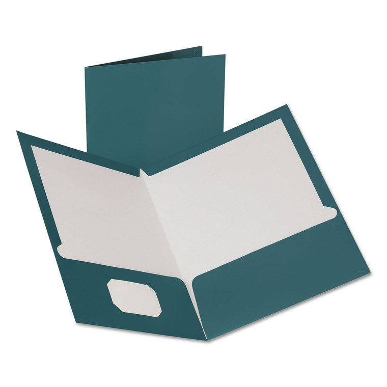Two-Pocket Laminated Folder, 100-Sheet Capacity, 11 X 8.5, Metallic Teal, 25/box - OXF5049561