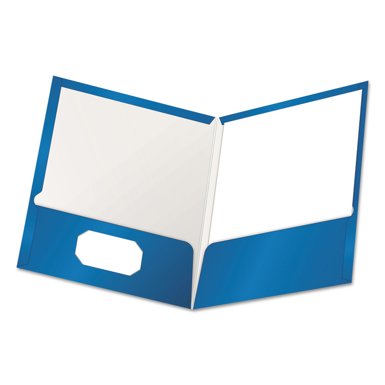 High Gloss Laminated Paperboard Folder, 100-Sheet Capacity, 11 X 8.5, Blue, 25/box - OXF51701