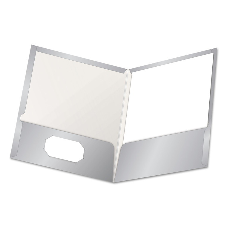 High Gloss Laminated Paperboard Folder, 100-Sheet Capacity, 11 X 8.5, Gray, 25/box - OXF51705