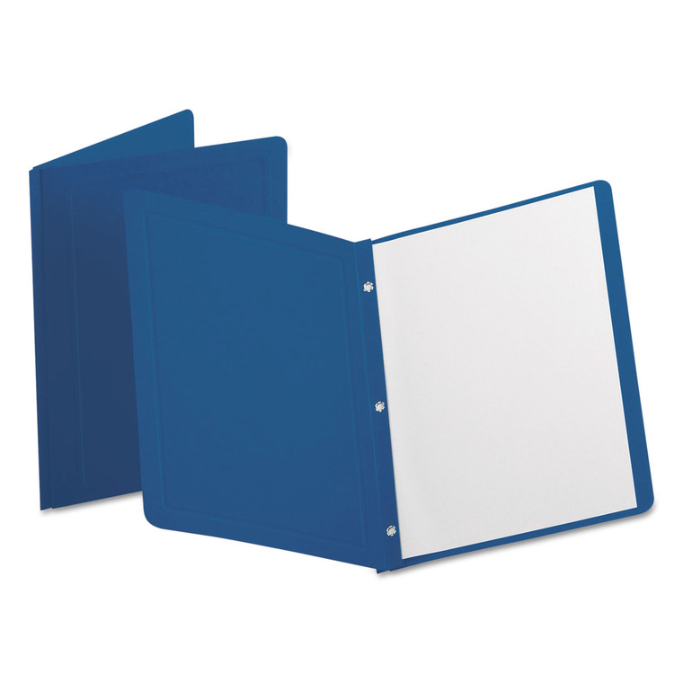 Title Panel And Border Front Report Cover, Three-Prong Fastener, 0.5" Capacity, Dark Blue/dark Blue, 25/box - OXF52538