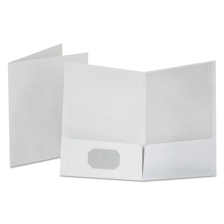 Linen Finish Twin Pocket Folders, 100-Sheet Capacity, 11 X 8.5, White, 25/box - OXF53404
