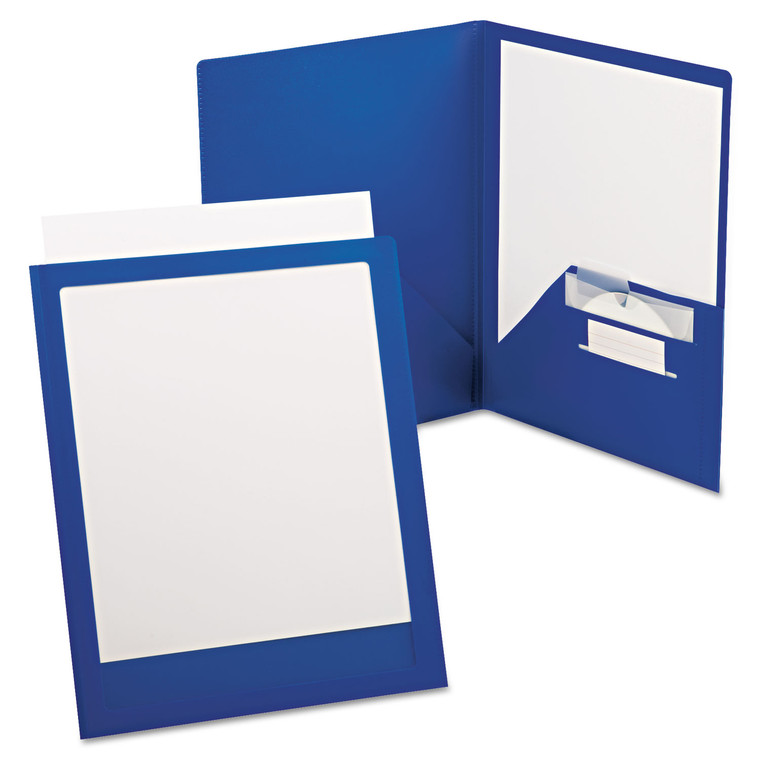 Viewfolio Plus Polypropylene Portfolio, 50-Sheet Capacity, 11 X 8.5, Clear/blue - OXF57470