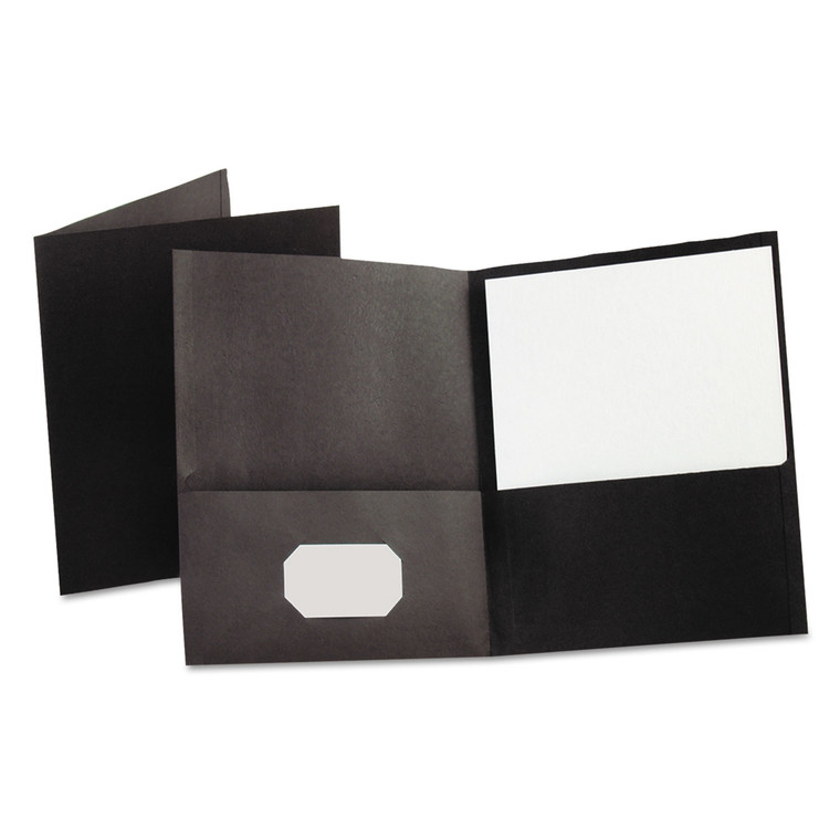 Twin-Pocket Folder, Embossed Leather Grain Paper, 0.5" Capacity, 11 X 8.5, Black, 25/box - OXF57506