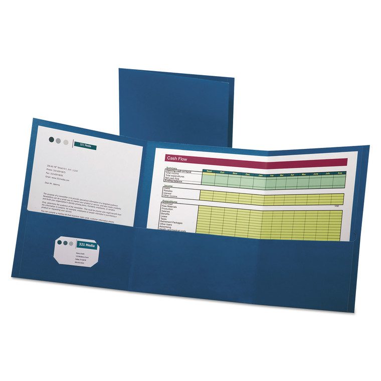 Tri-Fold Folder W/3 Pockets, 150-Sheet Capacity, 11 X 8.5, Blue, 20/box - OXF59802