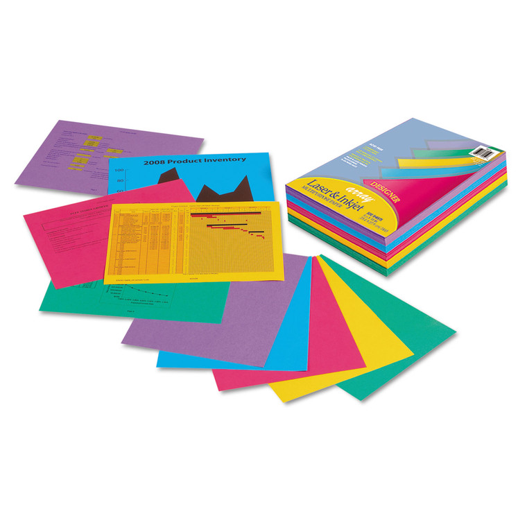 Array Colored Bond Paper, 24lb, 8.5 X 11, Assorted Designer Colors, 500/ream - PAC101346