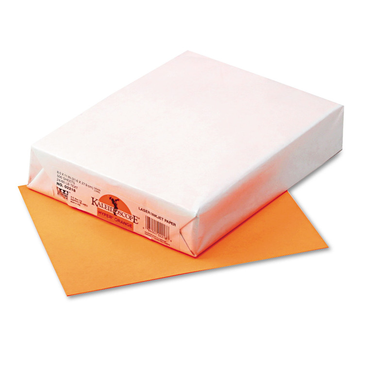Kaleidoscope Multipurpose Colored Paper, 24lb, 8.5 X 11, Hyper Orange, 500/ream - PAC102218