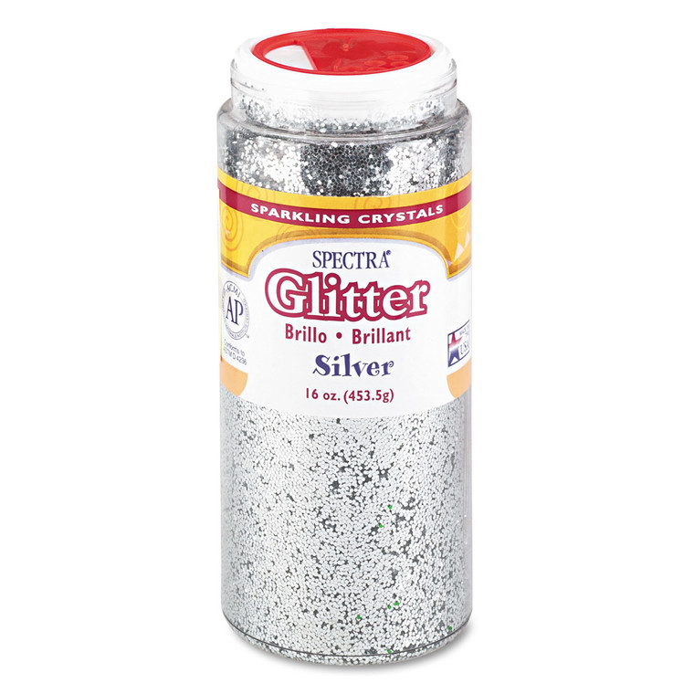 Spectra Glitter, 0.04 Hexagon Crystals, Silver, 16 Oz Shaker-Top Jar - PAC91710