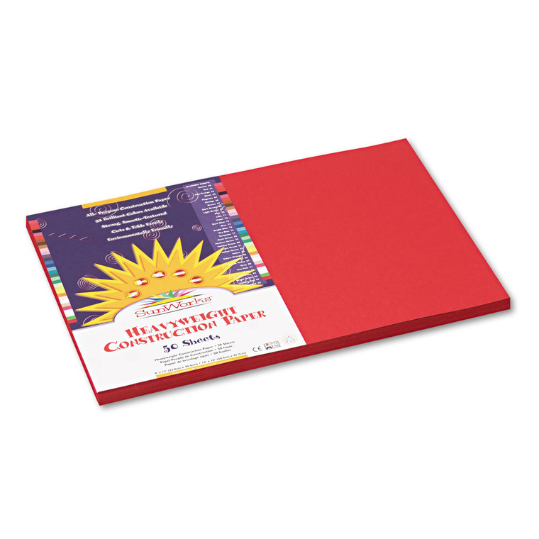 Construction Paper, 58lb, 12 X 18, Red, 50/pack - PACP6107