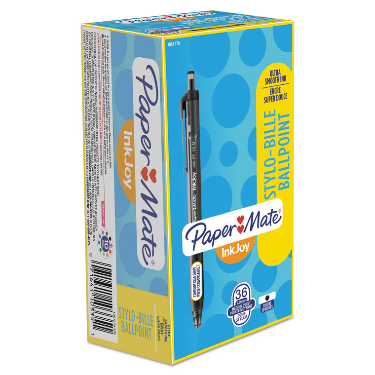 Inkjoy 300 Rt Ballpoint Pen, Refillable, Retractable, Medium 1 Mm, Black Ink, Smoke Barrel, 36/box - PAP1951378