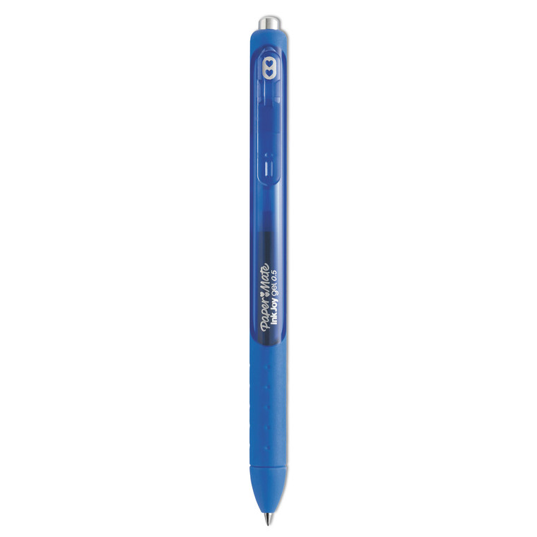 Inkjoy Gel Pen, Retractable, Micro 0.5 Mm, Blue Ink, Blue Barrel, Dozen - PAP1951722