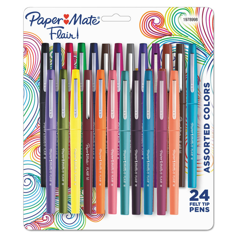 Point Guard Flair Felt Tip Porous Point Pen, Stick, Medium 0.7 Mm, Assorted Tropical Vacation Ink And Barrel Colors, 24/pack - PAP1978998