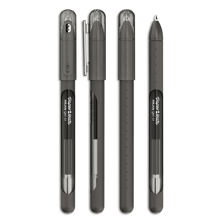 Inkjoy Gel Pen, Stick, Medium 0.7 Mm, Black Ink, Black Barrel, Dozen - PAP2022985