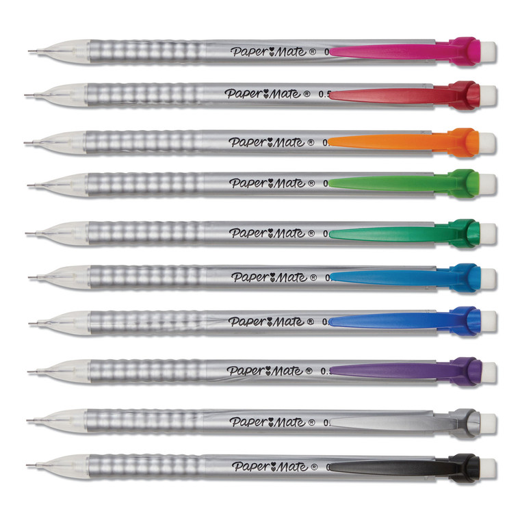 Write Bros Mechanical Pencil, 0.5 Mm, Hb (#2), Black Lead, Silver Barrel With Assorted Clip Colors, 24/pack - PAP2096303